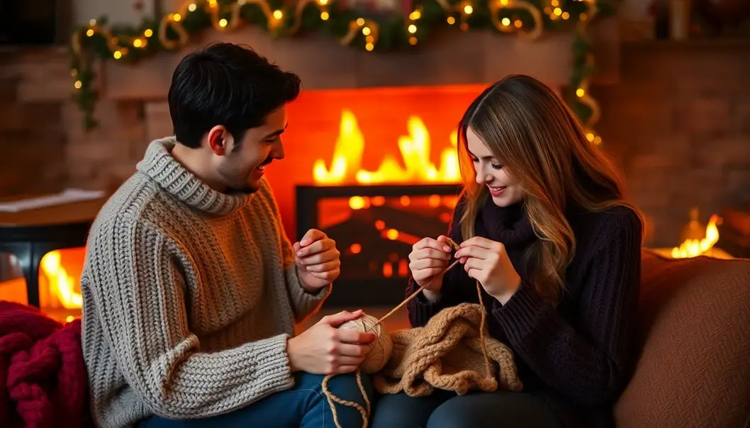 A lovingly crafted arrangement of beginner knitting tools.
